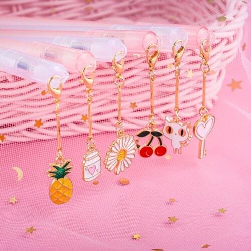 36PCS Creative Girl Heart Pendant Gel Pens Student Black Water Pen Signature Pen Office Accessories Cute Stationary Supplies