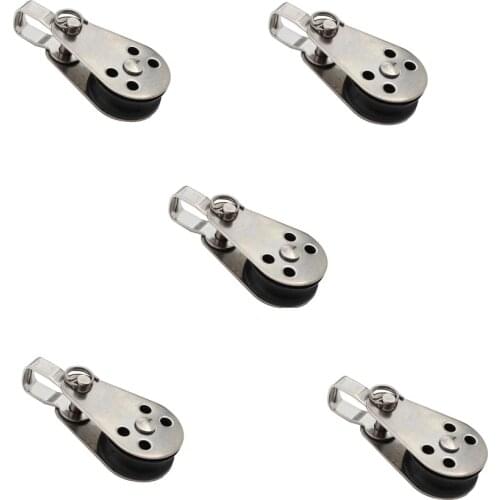 5pcs Stainless Steel 316 Pulley Bearing Pulleys 25mm Single Wheel Swivel Lifting Rope Pulley Set Bearing Lifting Wheel Tools