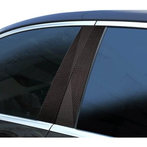 6pcs Car Carbon Fiber Window B-pillar Exterior Molding Decor Cover Trim For Mercedes Benz C Class W205 2014 2015 2016 2017 2018