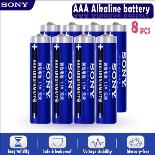 8PCS Original Sony 1.5V AAA Alkaline Battery LR03 AM4 For Electric toothbrush Toy Flashlight Mouse clock Dry Primary Battery
