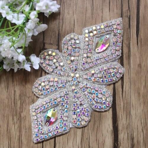 Free Shipping 10 pcs/lot 6.5'' Rhinestone Applique for Wedding Gown Bridal Sash Evening Wear Rhinestone Patch LSAP0903