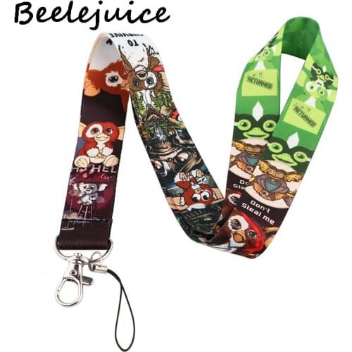 Gremlins Gizmo Cartoon Keychain Lanyards Id Badge Holder ID Card Pass Gym Mobile Phone Badge Holder Key Strap Webbings Ribbons
