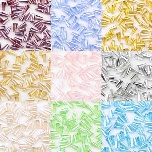YHBZRET Tower shape Upscale Austrian crystal beads 4*8mm 70pcs conical glass Spacer loose beads For Jewelry Making bracelet DIY