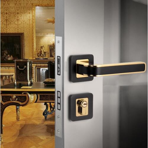 1PC Wood Door Lock Indoor Bedroom Quiet Magnetic Suction Door Lock Household Split Wooden Door Lock Gold Handle Knob