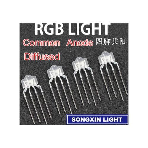 25PCS 3mm RGB led diffused 4-PIN multicolor dip led 2.6*3.5*6.5mm common anode full color light diode For Keyboard