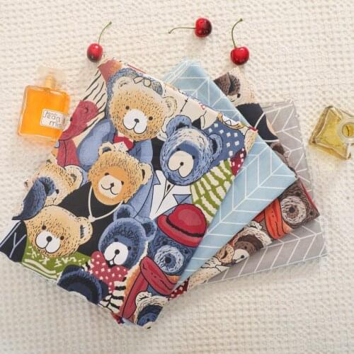 Bear Cartoon100% Cotton Fabric Kids Dress Cotton Patchwork Cloth DIY Sewing Quilting Fat Quarters Material For Baby&Child Tilda