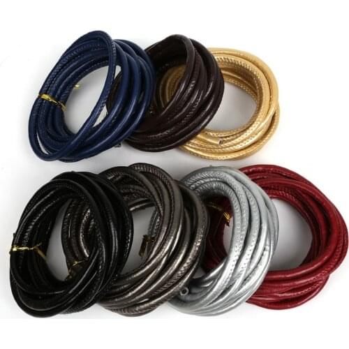 Hot Selling 3m/lot Sewed PU Leather Cord Rope String 6mm Dia,for Women DIY Jewelry Necklace Bracelet Craft Making Accessories