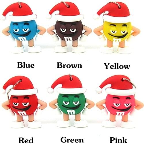 Cute MM rainbow beans usb flash drive Christmas hat pen drive pendrive 4gb 8gb 16gb 32gb 64gb u disk memory stick
