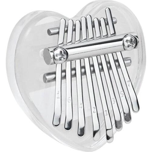 Mini Acrylic Kalimba 8-tone Thumb Piano Mbira Sanza Transparent Crystal Heart Shape Thumb Piano Keyboard Musical Instrument