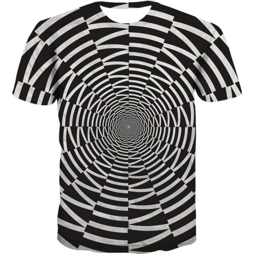 KYKU Black And White T shirt Men Abstract Shirt Print Psychedelic T-shirts 3d Street Anime Clothes Harajuku Funny T shirts