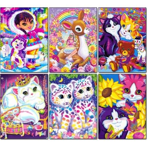 5D Diamond Painting Kit Cartoon Little Girl Deer Princess Square Round Embroidery Mosaic Cross Stitch Animal Home Decoration