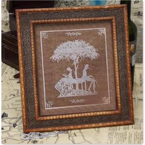Lovers under the tree cross stitch package single color 14ct coffee cloth cotton thread embroidery DIY handmade needlework