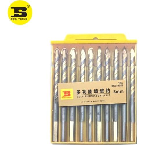 BOSI 10pcs 8mm Multipurpose Spear Head Wall Ceramic Tile Glass Plastic Wood Hole Drill Bits