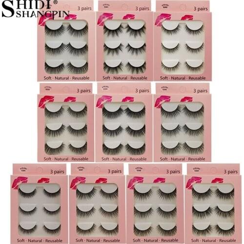 New 3 Pairs Mink Eyelashes Make up Natural Long Eye lashes False Lashes Handmade For Makeup 3d Mink Lashes Mink Cilios Faux Cils