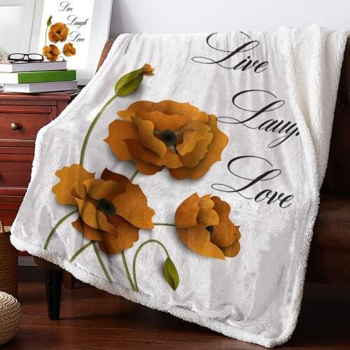 Poppy Flower Positive Energy Text Throw Blanket Soft Fleece Blankets Winter Blanket Portable Picnic Blankets Bedclothes