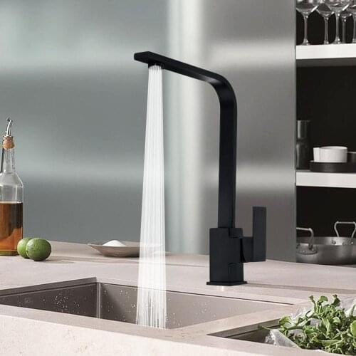 Single Lever Basin Brass Mono Faucet Black Copper Bathroom Sink Faucet Modern Black Kitchen Sink Taps Mixer Tap