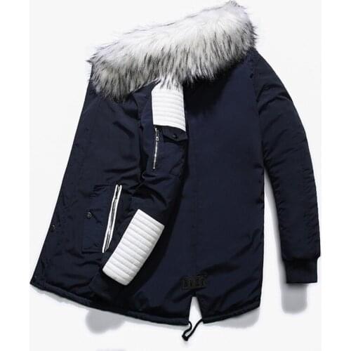 Parkas Autumn Winter men Fur collar jacket Casual cotton long coat men patchwork thick Windbreaker Male outerwear Brand clothing