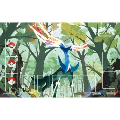 Pokemon Playmat Xerneas Mat PTCG Acessories for Children Trading Cards Games Board Game Pads Children Aquarelle