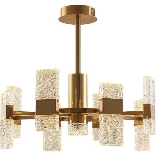 Simple post-modern water glass LED chandelier living room dining room bedroom model room villa chandelier