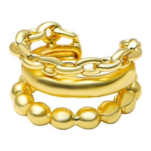 Retro Multi-layer Beaded Chain C-shaped Ear Cuff for Women No Pierced Earcuff Clip Earring Ear Bone Fake Cartilage Jewerly Gift