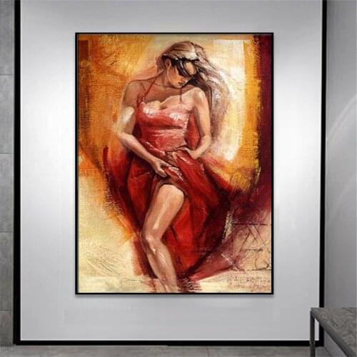 Hand-painted beautiful oil painting portrait painting Spanish girl modern canvas painting modern home decoration living room art
