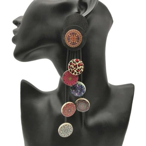 UKEBAY New Ethnic Style Drop Earrings Women Printing Bohemia Statement Earrings Handmade Jewelry Wooden Earring Ear Accessories