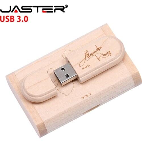 JASTER USB 3.0 high speed customer LOGO Wooden USB flash drive Maple wood + box pendrive 4GB 16GB 32GB 64gb memory stick gifts
