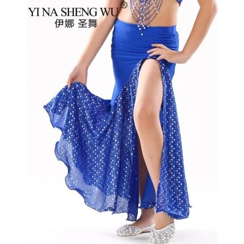 Children Sequins Dancing Skirt Belly Dance High-grade Performance Skirt Children Split Dance Skirt Belly Dancing Practice Skirt