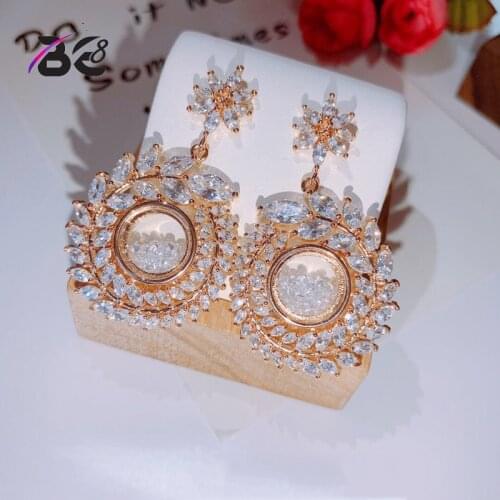 Be 8 Trendy Fashion Leaf Gold Color CZ Drop Earrings for Women Luxury Party Accessories Brincos Jewelry Patry Gifts E850