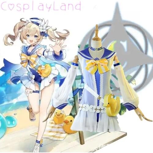 Game Genshin Impact Cosplay Barbara Costume Carnival Halloween Women Lolita Dress Swimsuit Girls Barbara Cosplay Swimwear