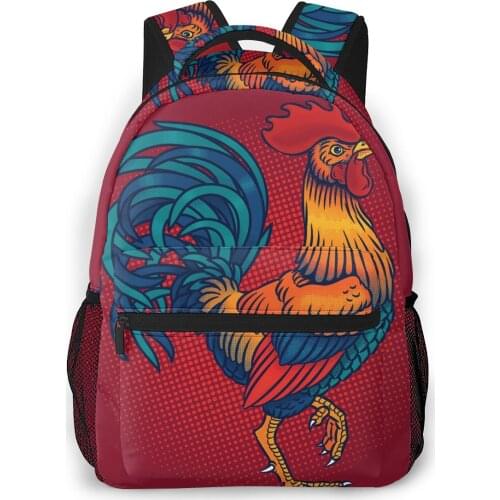 Backpack Women Shoulder Bag For Teenage Girls Colorful Rooster Bagpack Female Ladies School Backpack