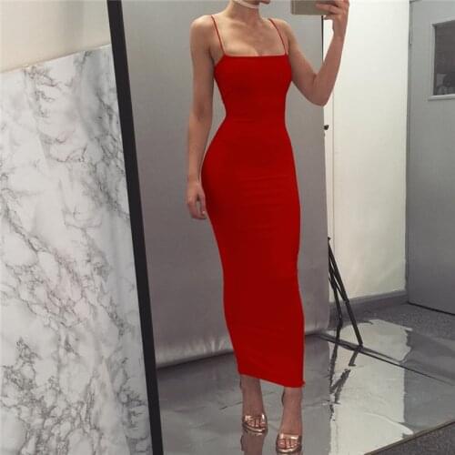 Ladies Red Long Bandage Dress Backless Sling Casual Yellow Black Wrap Women Summer Dresses Sexy Club Bodycon Vestidos Elegant