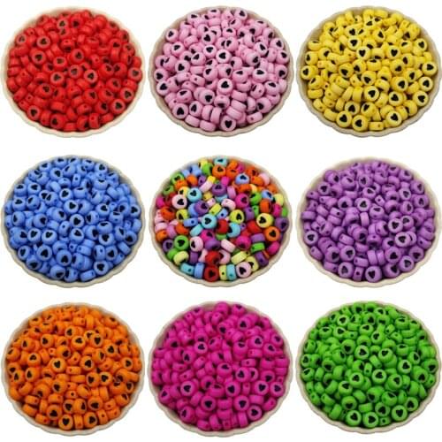 Loose DIY 7mm Spacer Beads Necklace Bracelet Making 100PCS Acrylic bead New Jewelry Accessories Fashion Heart Shape Solid color