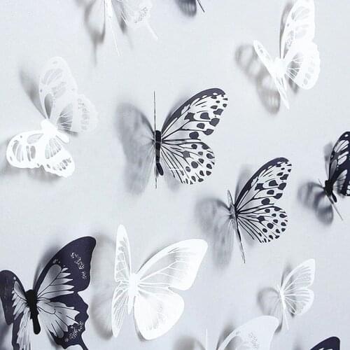 2021 New 18PCS 3D Effect Crystal Butterflies Wall Sticker Beautiful Butterfly For Children Kids Room Wall Decals Decorations