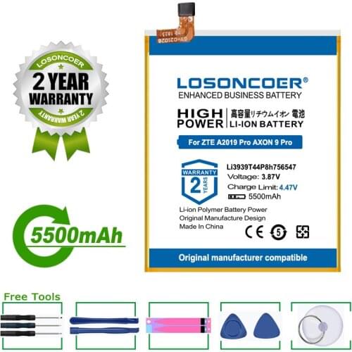 LOSONCOER Battery 5500mAh Li3939T44P8h756547 Battery For ZTE A2019 Pro AXON 9 Pro A2020 A2020N2 Axon 10 Pro 5G