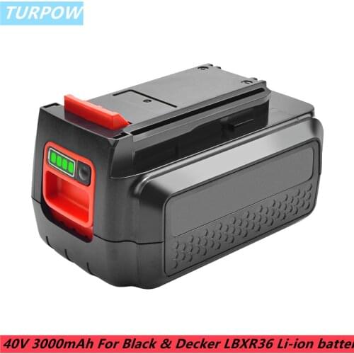 Turpow For Black & Decker LBXR36 40V tool battery For BLACK & DECKER BL1336L BL2036 BL2036L battery For TC220 NST1118