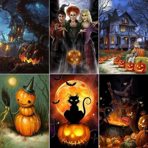 Full Circle Diamond Painting / Halloween Series Diamond Embroidery 5d Diy Diamond Painting Cross Stitch Mosaic Gift 2021 New