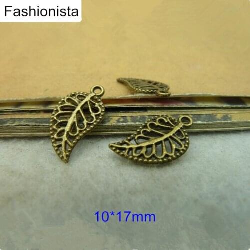 Antique Bronze Leaf Charms Leaf Pendant,10*17mm,Vintage Filigree Pendant Beads,Handmade Necklace Findings,150PCS