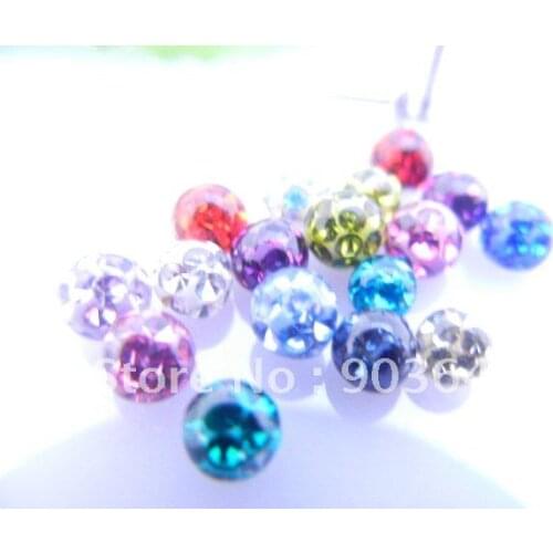 Free shippment 50pcs/lot Crystal Gems Ball Replacement for Body piercing jewelry Lip/Eyebrow/Ear Helix 1.2X4mm Smoothly Design