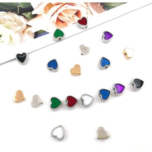 20pcs/lot 8mm Color Heart Shape Charms Spacer Loose Beads Diy Handmade for Bracelet Necklace Jewelry Making