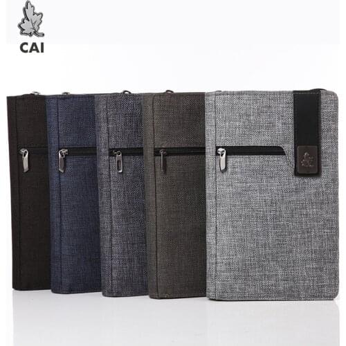 CAI Men Long Wallet Zipper Clutch Purse Waterproof Wallets Clip Passport Credit Card Holder Fashion Handbag for Male Bag Gift
