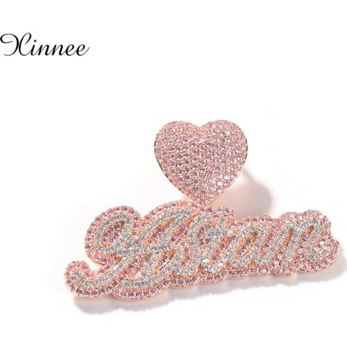 Csutom Cursive Letter With Heart Clasp Custom Name Necklace Tennis Chain Cubic Zirconia Fashion Hiphop Jewelry