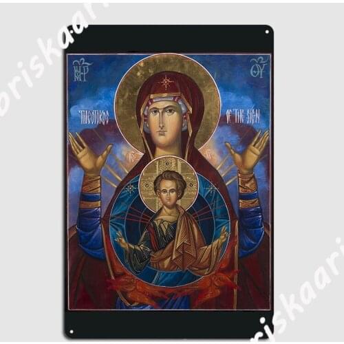 Our Lady Virgin Mary Theodokos With Infant Jesus Russian Byzantine Icon Metal Sign Club Bar Poster Retro Tin sign Poster