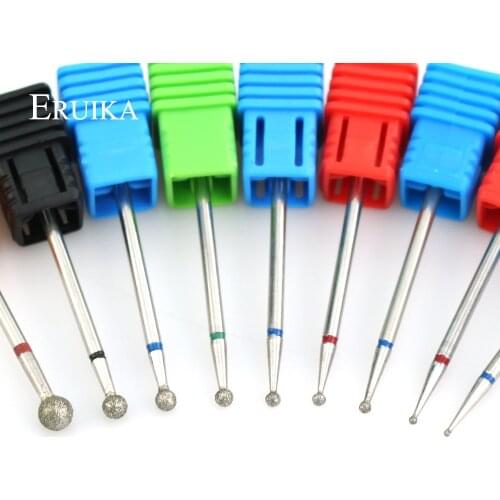 ERUIKA 11 Size Ball Diamond Nail Drill Rotate Milling Cutter Cuticle Clean Electric Bits for Manicure Burr Nail Art Accessories