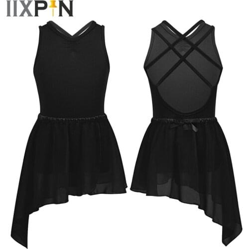 IIXPIN Girls Ballet Leotards with Chiffon Skirt ballerina Sleeveless Criss-cross Back Ballet Dance Gymnastics Leotard Outfit Set