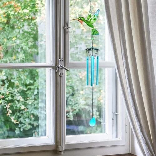 Hummingbird Wind Chimes Window Balcony Yard Home Wall Hanging Ornament Decor