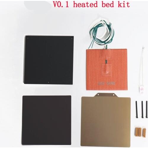 Blurolls Voron V0.1 3D Printer Heated Bed Kit Silicone Pad 24v 60w/ 120*120 Aluminum Plate And PEI Steel Sheet Thermal Fuse 125C