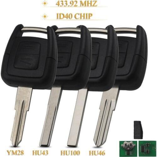 Kutery 5pcs 2Buttons Remote Key ASK 433.92MHz ID40 Chip ForOple Delphi Vauxhall Astra 1998-2005 Uncut HU43/HU100/YM28/HU46 Blade