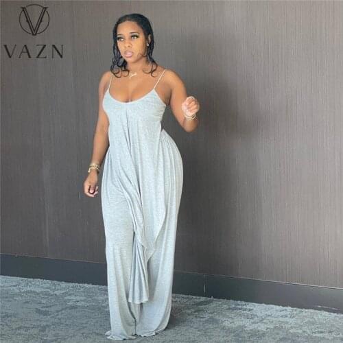 VAZN 2021 Summer New Casual Young Sexy High Street Soft Sleeveless Long pants Strap Women 2 Piece Set