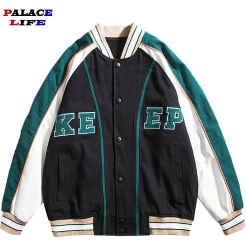 Vintage Letter Patch Embroidery Patchwork Jacket Men Spring Men Windbreaker Coat Harajuku Couple Baseball Jacket Hip Hop 2021